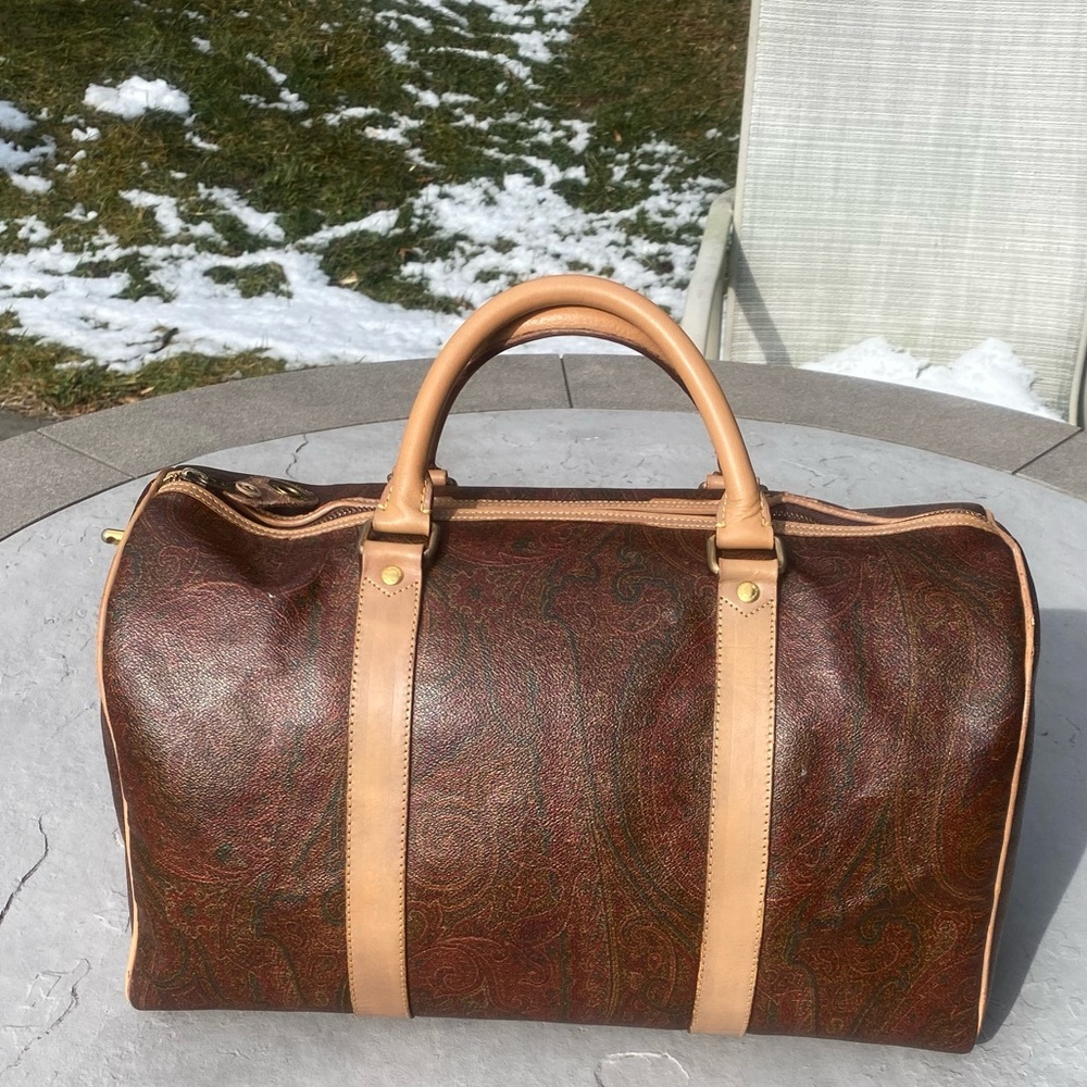 Etro Bordeaux Paisley Boston Bag